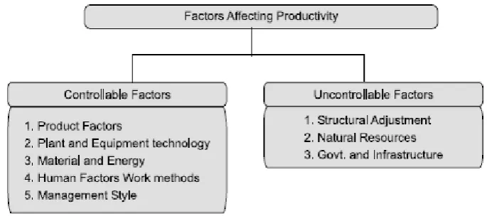 Figure 2.1 shows the factors affecting the productivity (Buffet, 2007). 