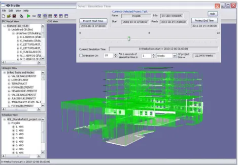 Fig. 2. Building model with construction schedule in 4DStudio. 