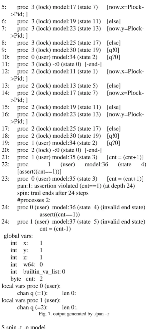 Fig. 7. output generated by ./pan –r  