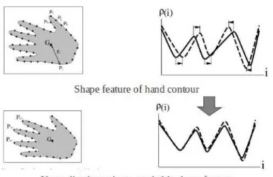 Figure 2.6: An illustration of the hand contour that is plotted on a graph [106].