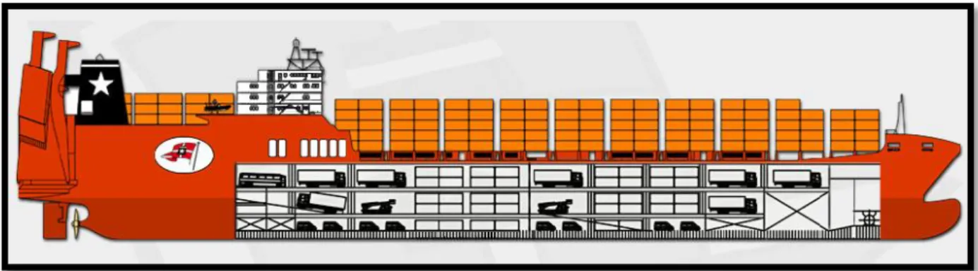 Figure 15: The different freight possibilities of the Messina's con-ro ships 