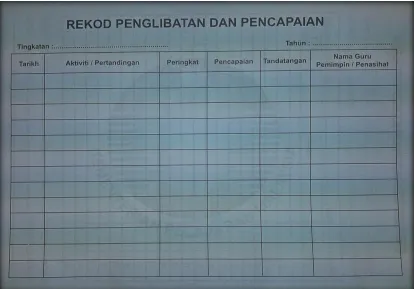 Figure 2.4 : Manually record of involvement and achievement. 