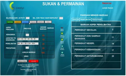 Figure 2.7 : Interface of PPAKS to key in co-curricular marks 