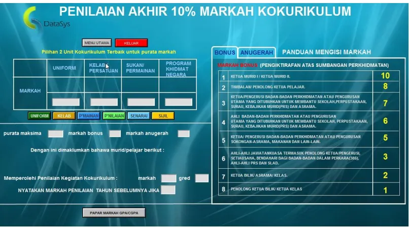 Figure 2.8 : Final evaluation 10% of co-curricular marks. 