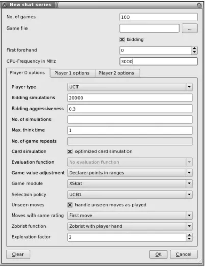 Figure 4.3: Dialog for setting all parameters for a new Skat series