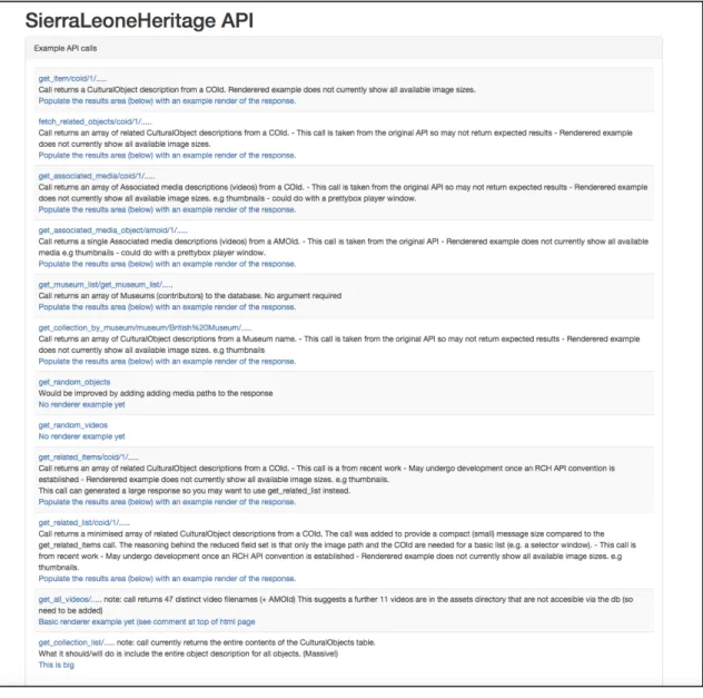 Figure 3.1 SierraLeoneHeritage API [98] 