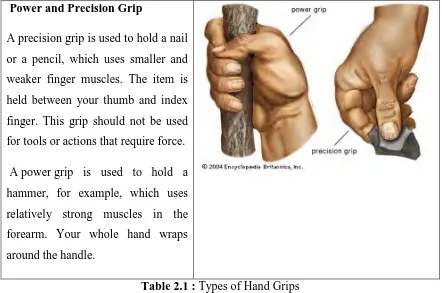 Table 2.1 : Types of Hand Grips 