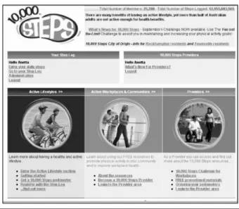 Figure 2: The 10,000 Steps website before any usability  Figure 3: The result of the second version of the    test sessions were conducted [7]