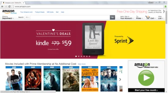 Figure 12: The homepage http://www.amazon.com on a laptop in the Google Chrome web browser.