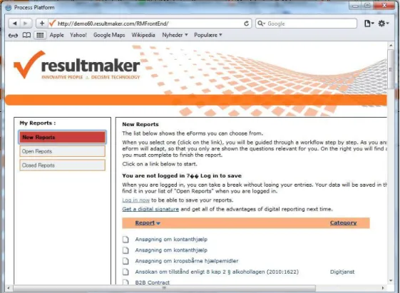 Figure 21 – Front end of Demo site – select an application for demoing  http://demo60.resultmaker.com)