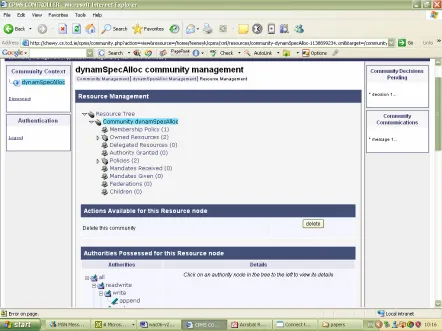 Figure 3: Sample of the web interface to community 