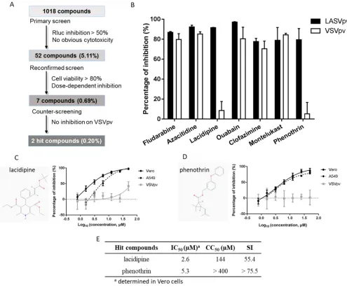 FIG 1 High-throughput screening (HTS) for inhibitors of Lassa virus (LASV) entry from a Food and Drug Administration (FDA)-approved drug library