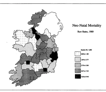 Figure 2: Spatial Distribution of Maximum Likelihood Estimates of Neo-Natal Mortality Rates in 1989