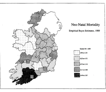 Figure 4: Spatial Distribution of Empirical Bayes Estimates ofNeo-Natal Mortality Rates in 1989