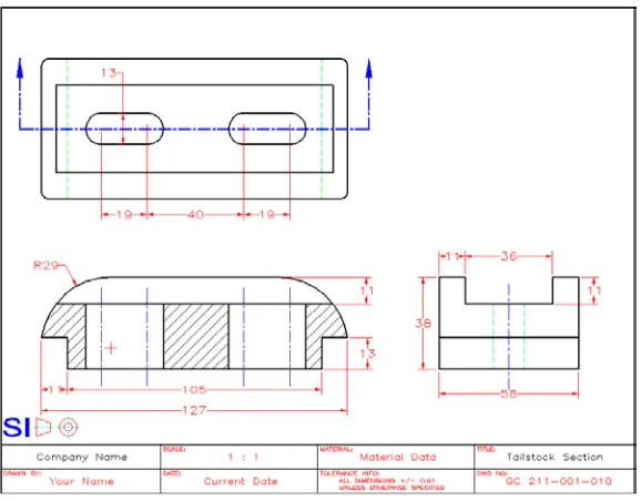 Figure 7. Control group Tailstock drawing to create a full section. 