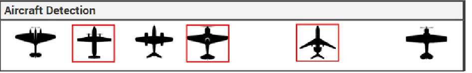 Figure 2.9: An example of a completed aircraft detection task at hard difficulty 