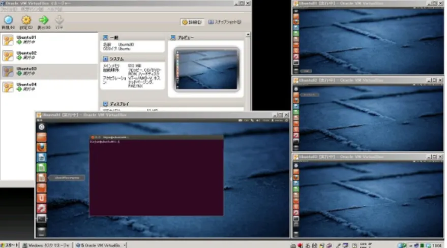 Fig. 1. Four virtual machines on VirtualBox running in a Microsoft Windows desktop  environment