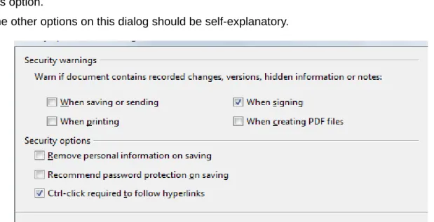 Figure 13: Security options and warnings dialog box