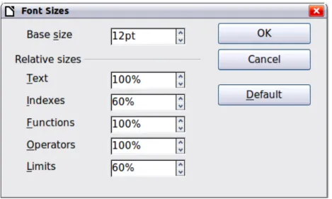 Figure 15. Edit Base size (top) to make a formula bigger The result of this change is illustrated in Figure 16.