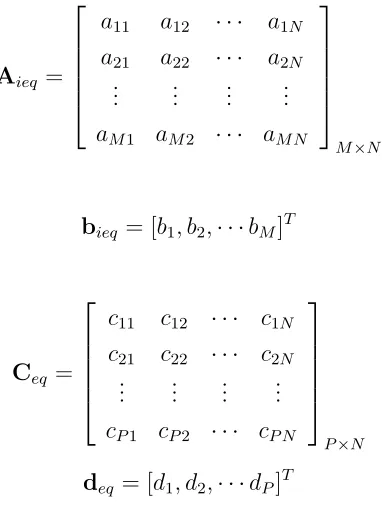 Table 3.1: Linear Program Setup
