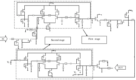 Fig. 7.  The circuit of two-stage bandpass filter  