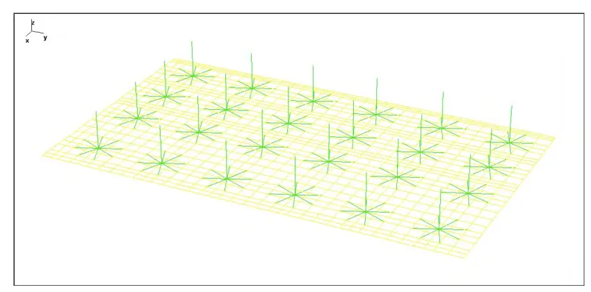Figure 3: ISFSI quarter-pad modeled to simulate a fully loaded pad for SuperSASSI analysis