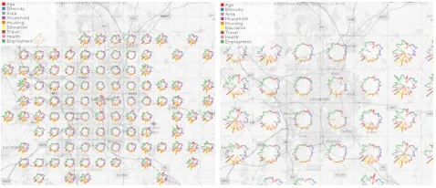 Figure 2: Contiguous tilemap of demographic data.Multivariate(hue) of the population that lies within the tile
