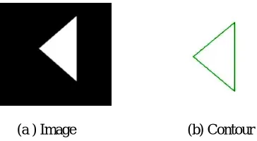 Figure 5: Image of a rotated triangle and its contour 