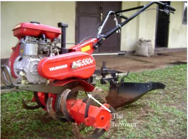 Fig. 2.  The walking type cultivator with the furrower    
