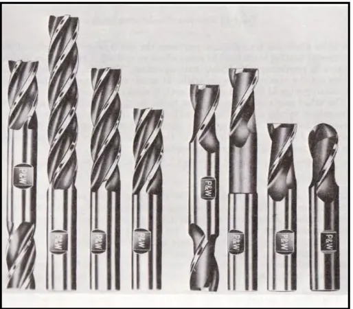 Figure 2.2: A Group of Different End Milling Cutters (Moltrecht, 1981) 