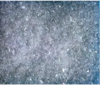 Figure 4.1: Soda Lime Silica Glass (SLSG) particles after crushing process 
