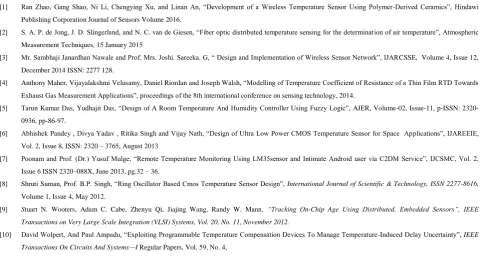 Table  Delay and Power Dissipation of Temperature sensor at different Temperature Temperature (ºC) Delay (nS) Power Dissipation (mW) 