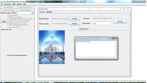 Fig. 6 Decode operation separating original image and text message. 