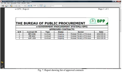 Fig. 7. Report showing list of approved contracts  