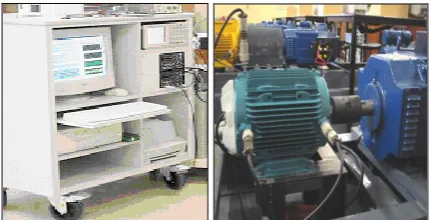 Fig. 2. Data-acquisition hardware (left) and motor/load test set-up (right).  Table I 