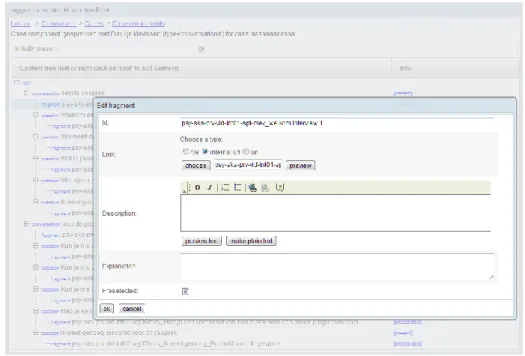 Figure 3: Game component content editor showing a dialogue screen to enter a  conversation fragment 