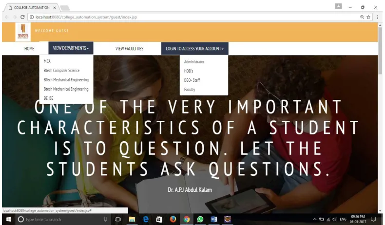 Fig 2: Initial screen of the web page for all users  