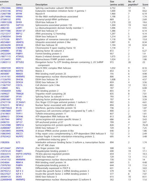 TABLE 1 K8-associated proteins identiﬁed by mass spectrometry
