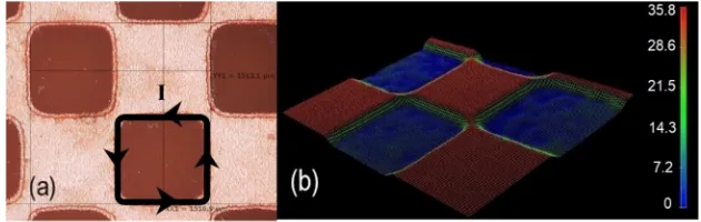 FIG. 1. (a) Photographs of 1.50mm PSL etched onto the 0.76mm substrate, captured using a Hirox microscope