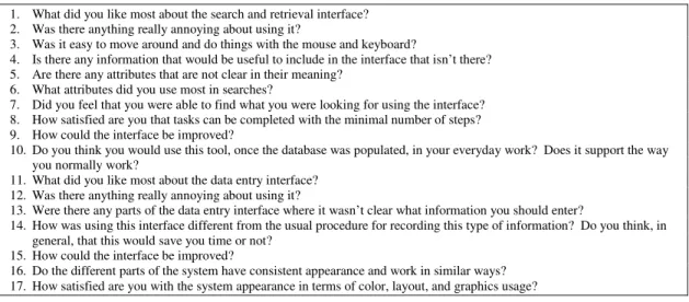 Figure 5.  Evaluation Interview Questions 