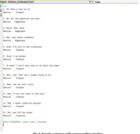 Fig 3: Sample sentences with corresponding emotion. 