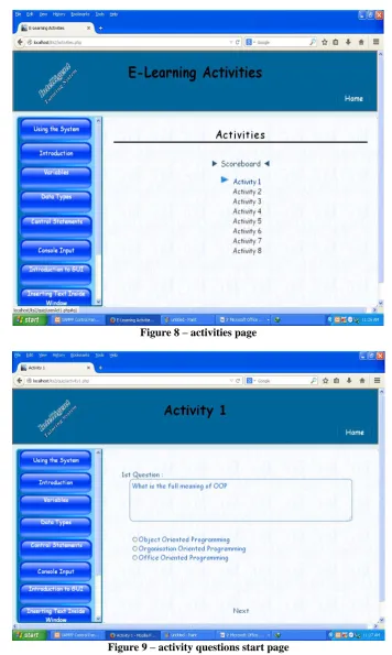 Figure 8 – activities page 