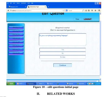 Figure 10 – edit questions initial page 