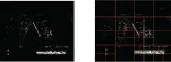 Fig. 1.  The Split and merge processes by quadtree  technique applied on binarized edge frame pair difference 