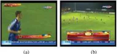 Fig. 8. Sample of visual invariants of ”eurosport” TV channel soccer play (a) Text region descriptorsof player names (b) Text region descriptors of the score