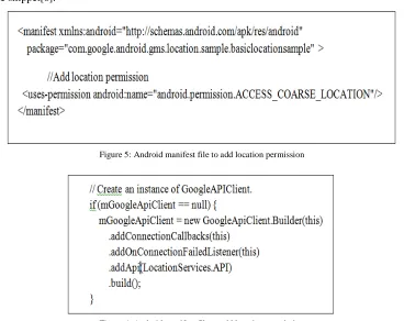 Figure 5: Android manifest file to add location permission 