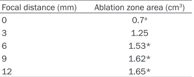 Figure 2. Two-dimensional ultrasonographic examinations of single focus laser ablation