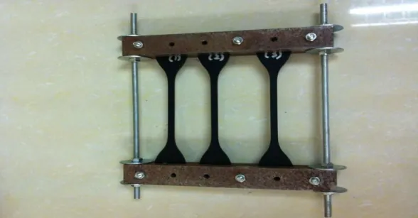 Figure 3.1 Device used to induce strain in elastomers prior to immersion 