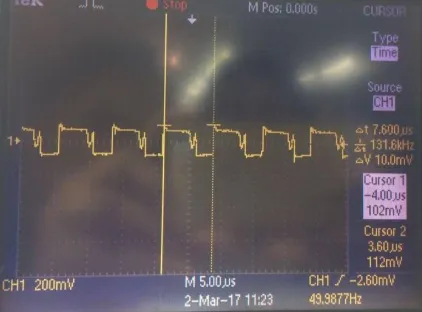Figure 10: Secondary output voltage 2(Vout2) of 7.11V            Figure 11: Secondary output voltage 3(Vout3) of 7.66V  