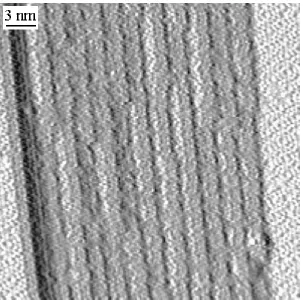 Figure 2.2: STM error signal image of a Si(111):7×7 surface that exhibits step bunching